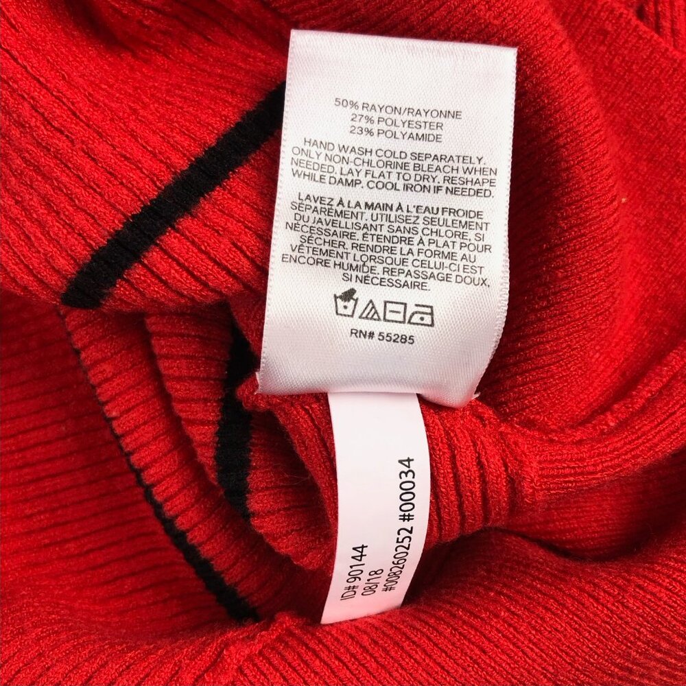 Express Red Black Striped Y2K Sweater Dolman Sleeves - Picture 4 of 4